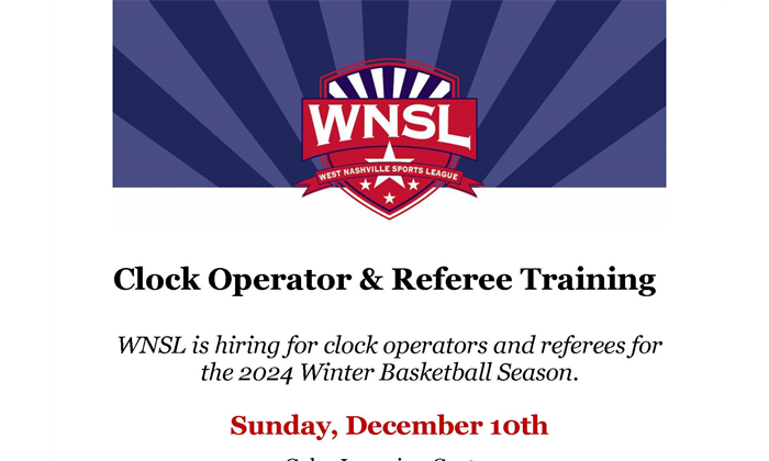 Now Hiring for Referees and Clock Operators